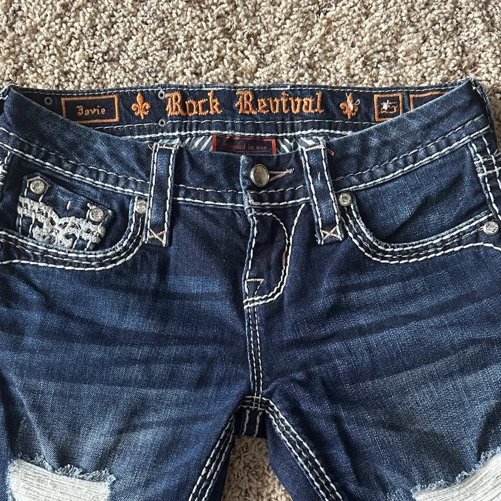 Rock Revival Women's Dark Indigo Distressed Boot Cut Jeans - Picture 4 of 6